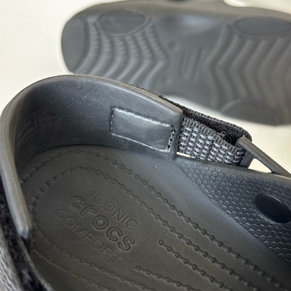 Crocs Classic All Terrain Rubber Sandals Hook & Loop Strap Unisex M10/W12 Black - Picture 8 of 11